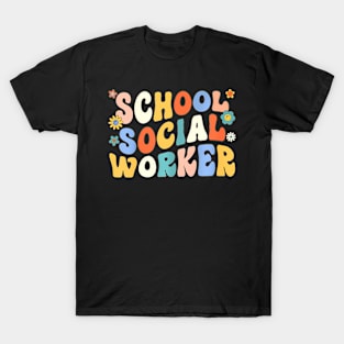 Groovy School Social Worker Coping Skills Back To School T-Shirt